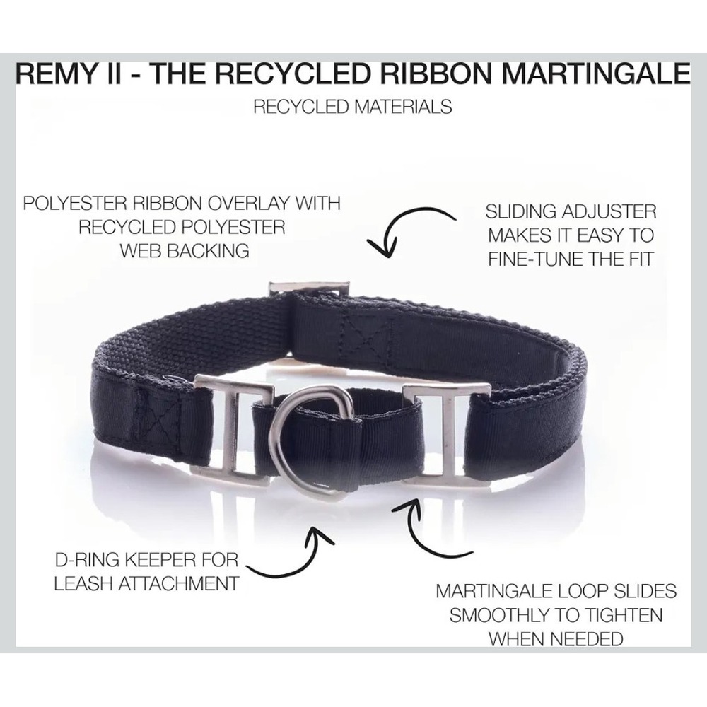 Pet Passion Remy II - The Recycled Ribbon Martingale Adjustable Large, Black - Picture 4 of 5